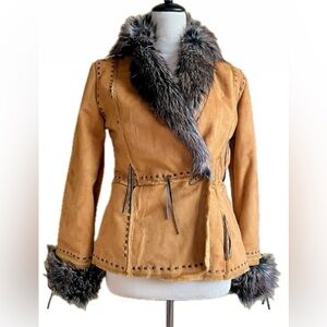 70s style jacket with faux fur trim